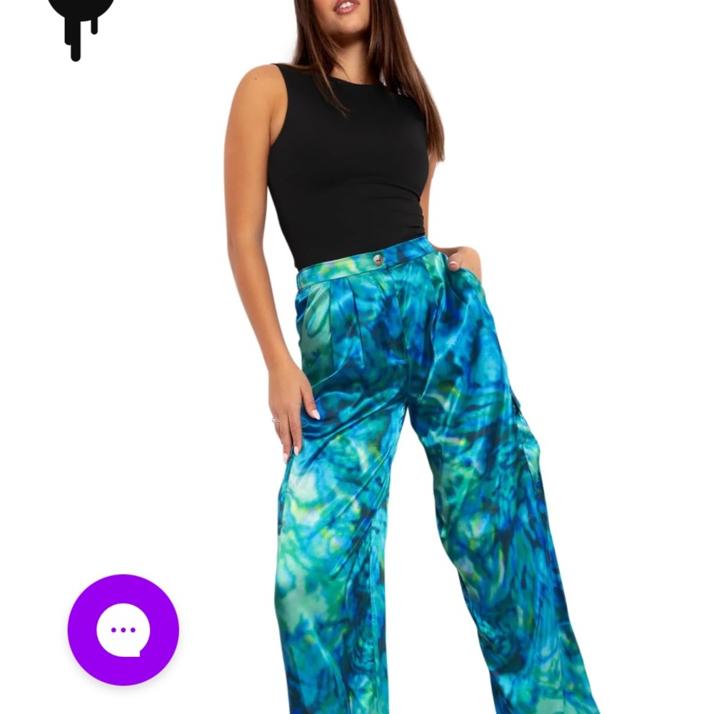 Blackmilk Wide Leg satin Paua shell cargo pants small size 8